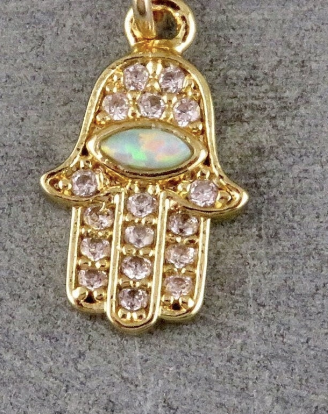 Bright Opal Hamsa CZ Necklace - GF