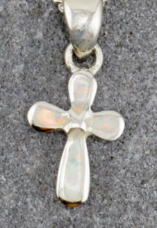 Opal Cross Necklace - Sterling