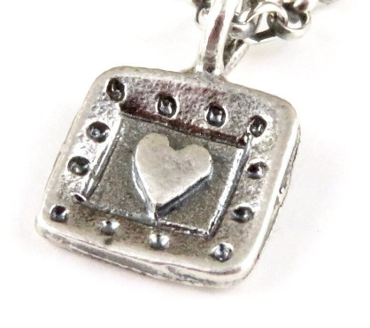 Sweet Imprint Heart Necklace - Sterling