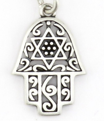 Hamsa Star of David Necklace - Sterling