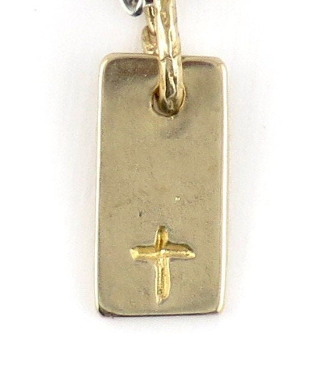 Stamped Cross Necklace Gold