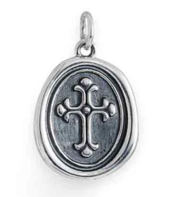 Vintage Style Cross Wax Seal Necklace - Sterling