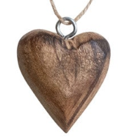 Mango Wood Heart Ornaments - Small