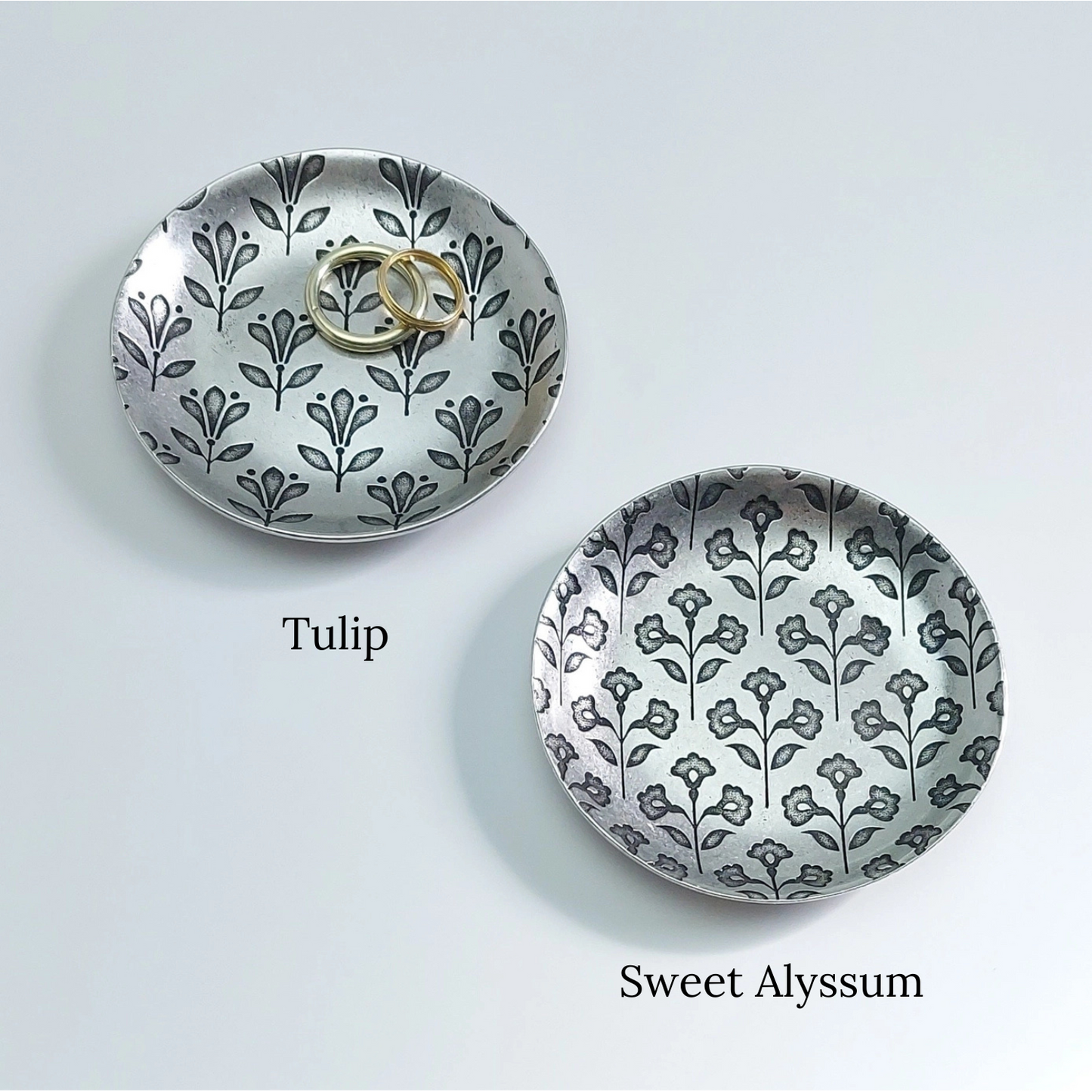 Floral Pewter Ring Dish