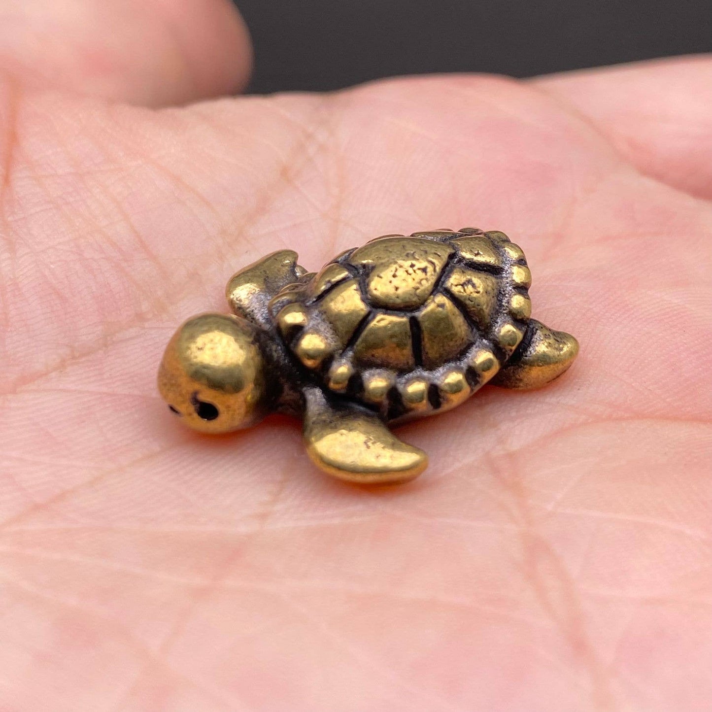 Mini Brass Turtle Figurine - Desktop Ornament/Decor