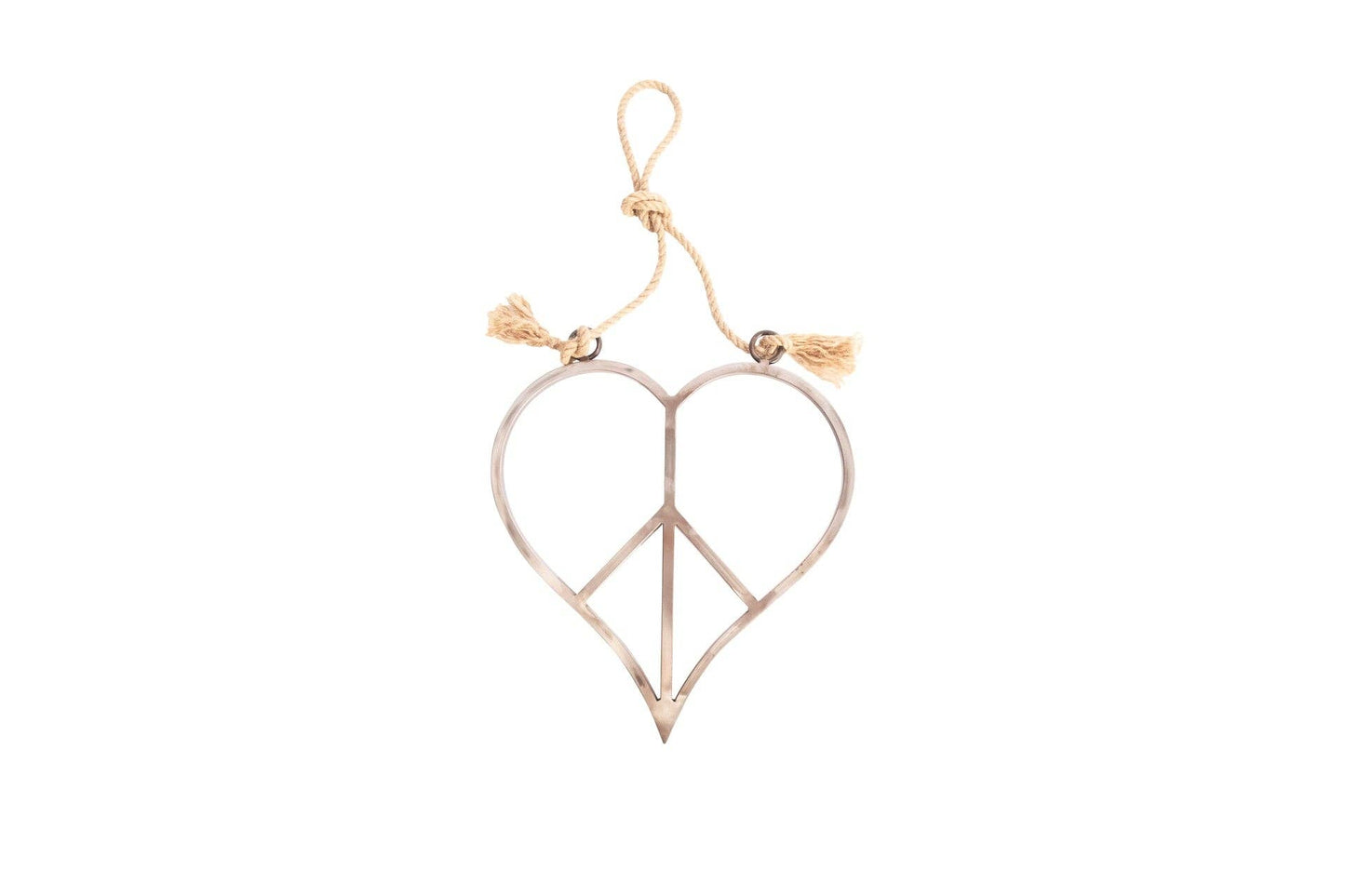 Metal & Jute Heart Peace Sign Wall Hanging