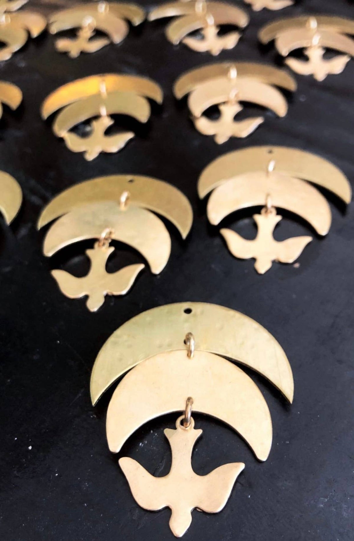 Guardian Bird Ornament - Hammered Brass