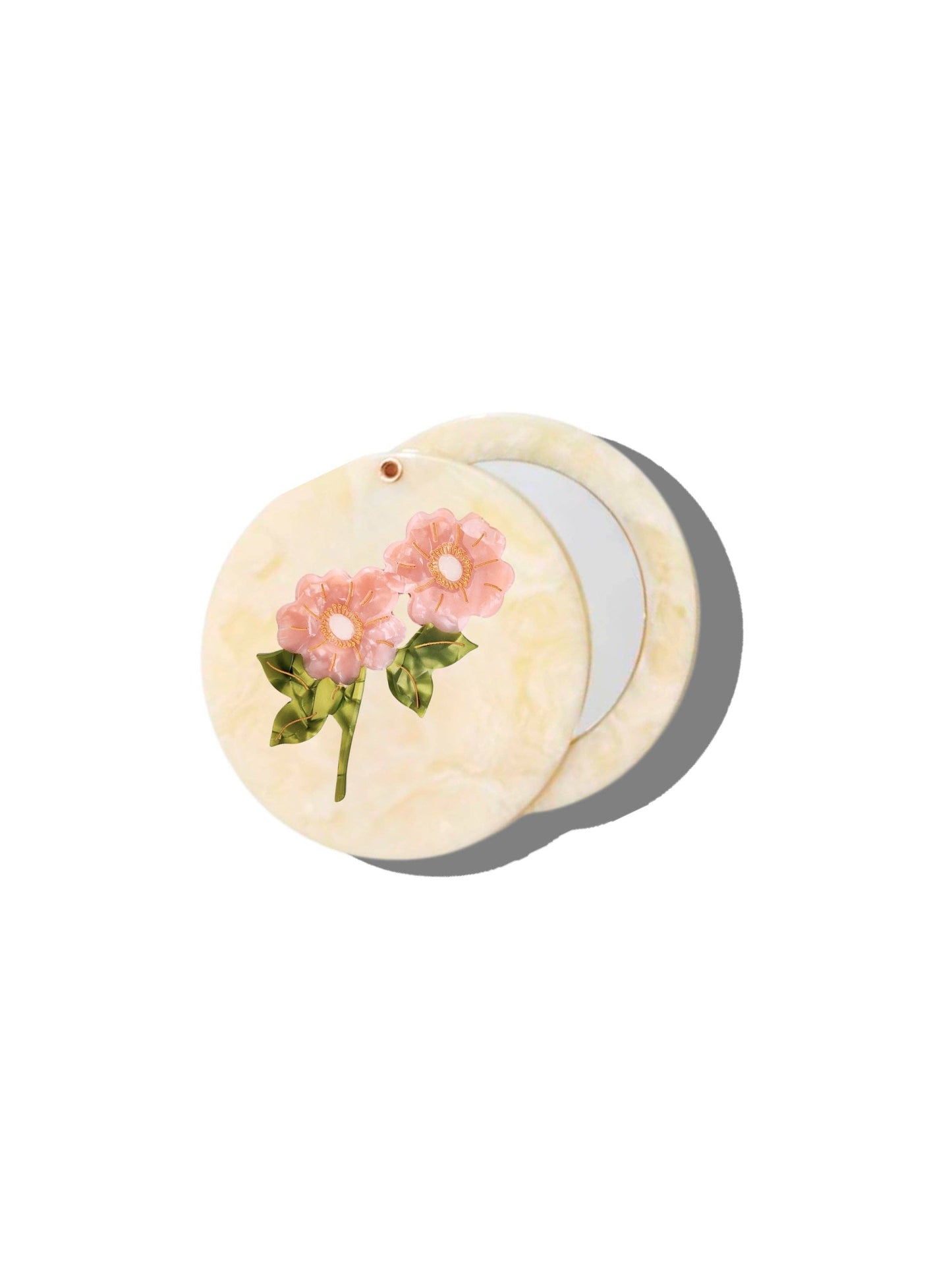 Hand-Painted Wild Roses Compact Mirror