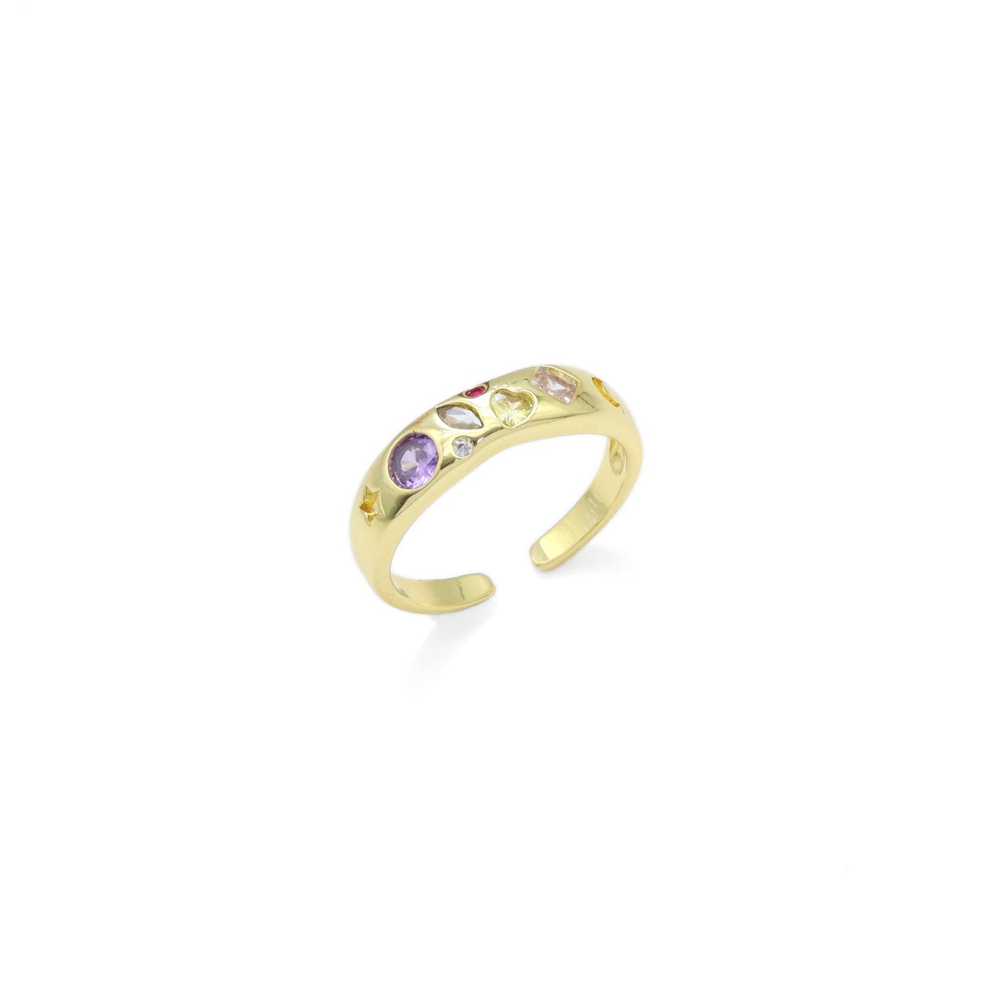 Colorful CZ Shapes Adjustable Ring - GF