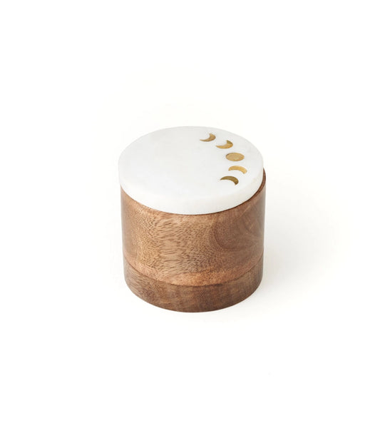 Indukala Moon Phases Round Box White Marble