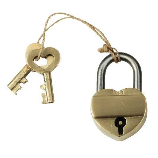 Brass Heart Lock+Key