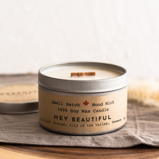 Hey Beautiful Cabin Candle Tin