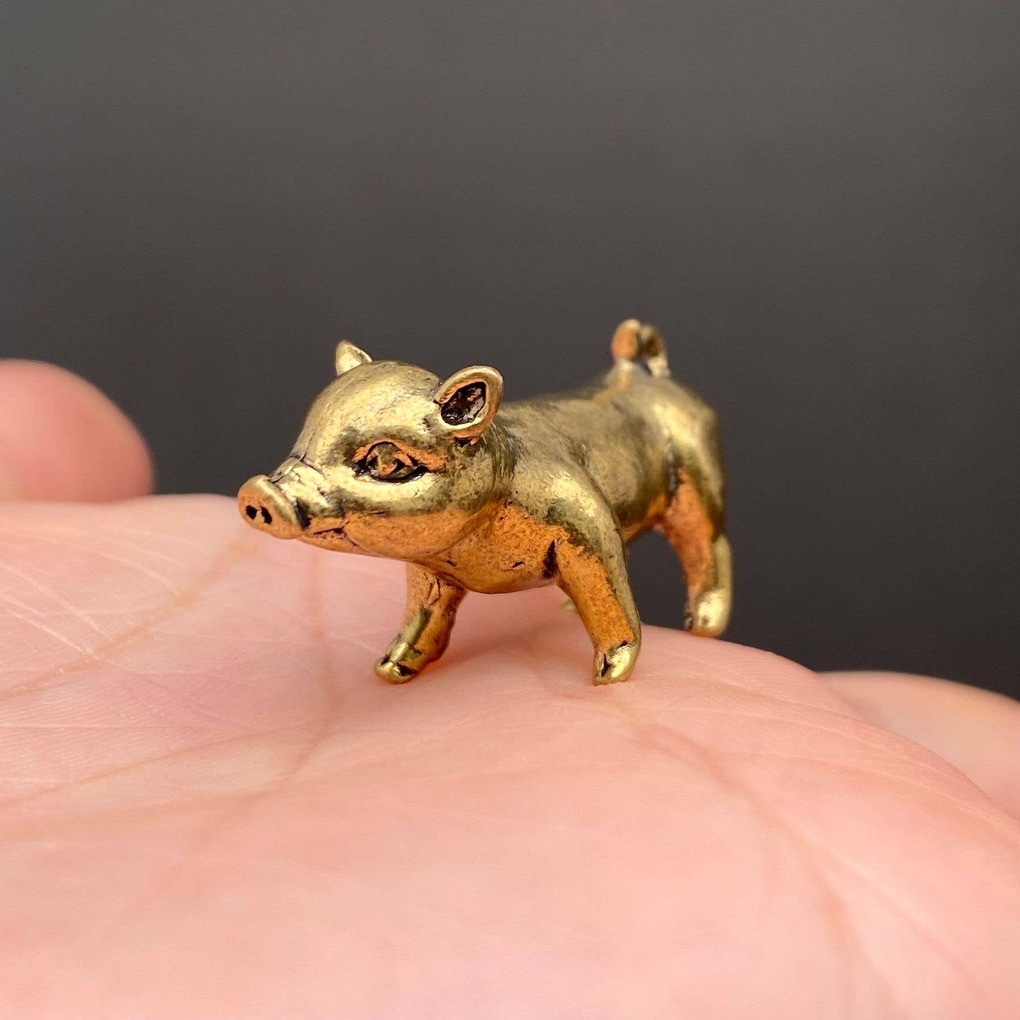 Piglet Mini Brass Figurine - Desktop Ornament/Decor