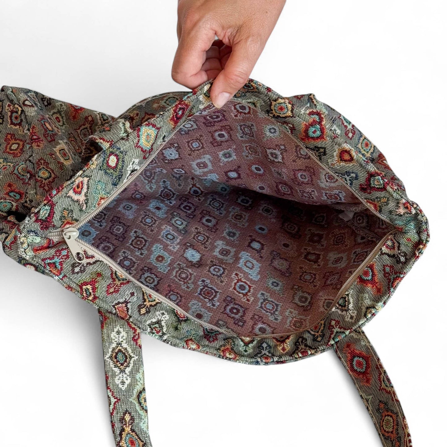 Zippered Tote Bag - Trigo Pattern