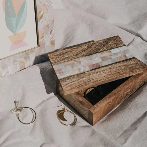 Mother Pearl/Wood/Brass Keepsake Box