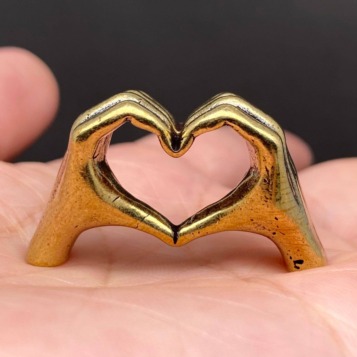 Heart Hands Gesture Mini Brass Sculpture