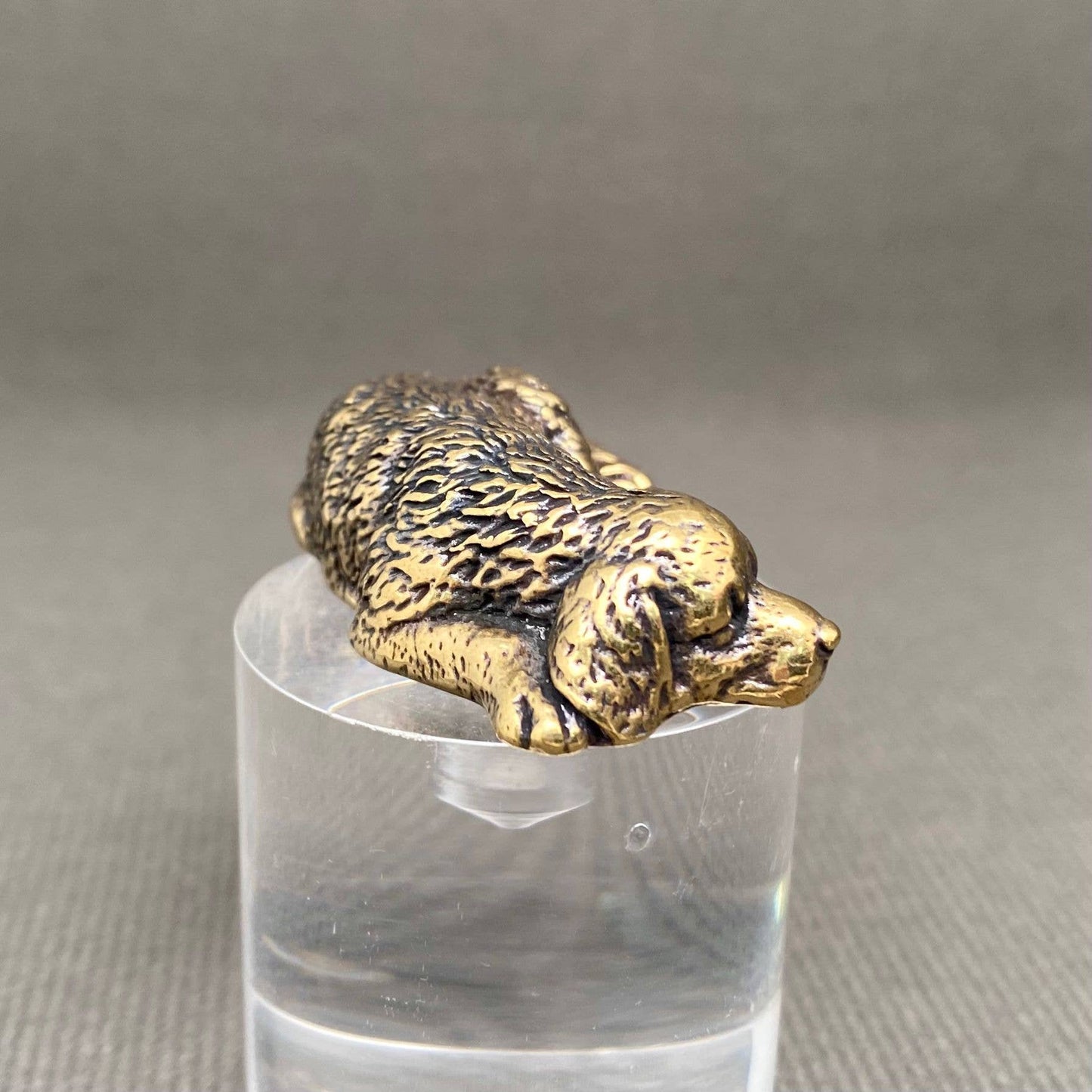 Golden Retriever Brass Figurine Desktop Decor