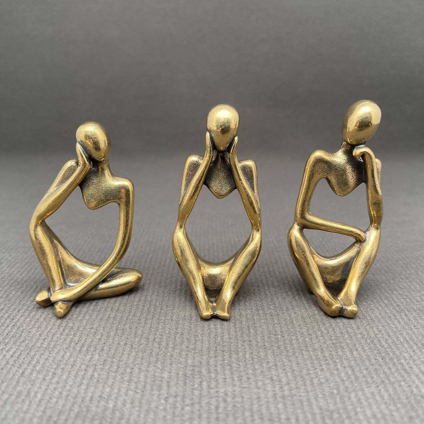 Brass Abstract Desktop Ornament/Decor - 'Pondering Person'
