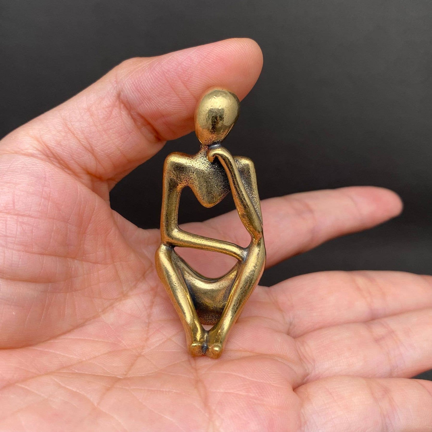 Brass Abstract Desktop Ornament/Decor - 'Pondering Person'