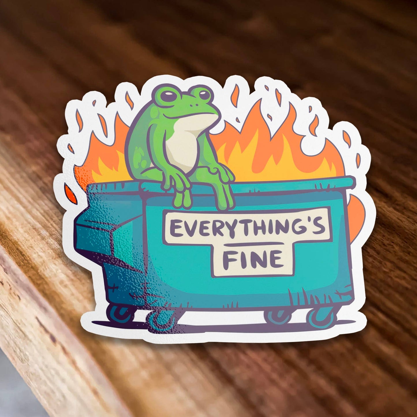 Everything's Fine Frog Sticker