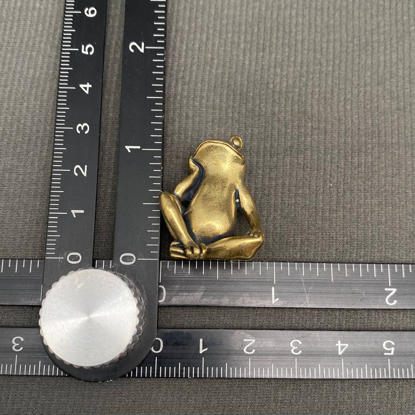 Brass Thinking Frog Mini Figurine - Desktop Ornament/Decor