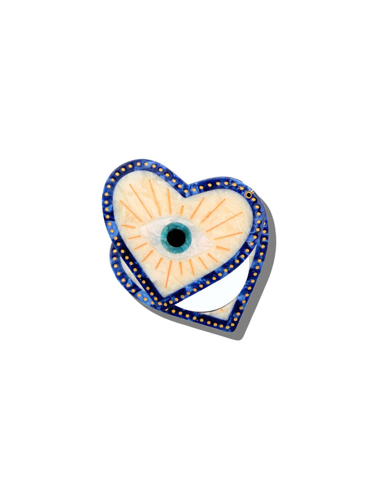 Hand-painted Coastal Lucky Eye Compact Mirror | Eco-Friendly