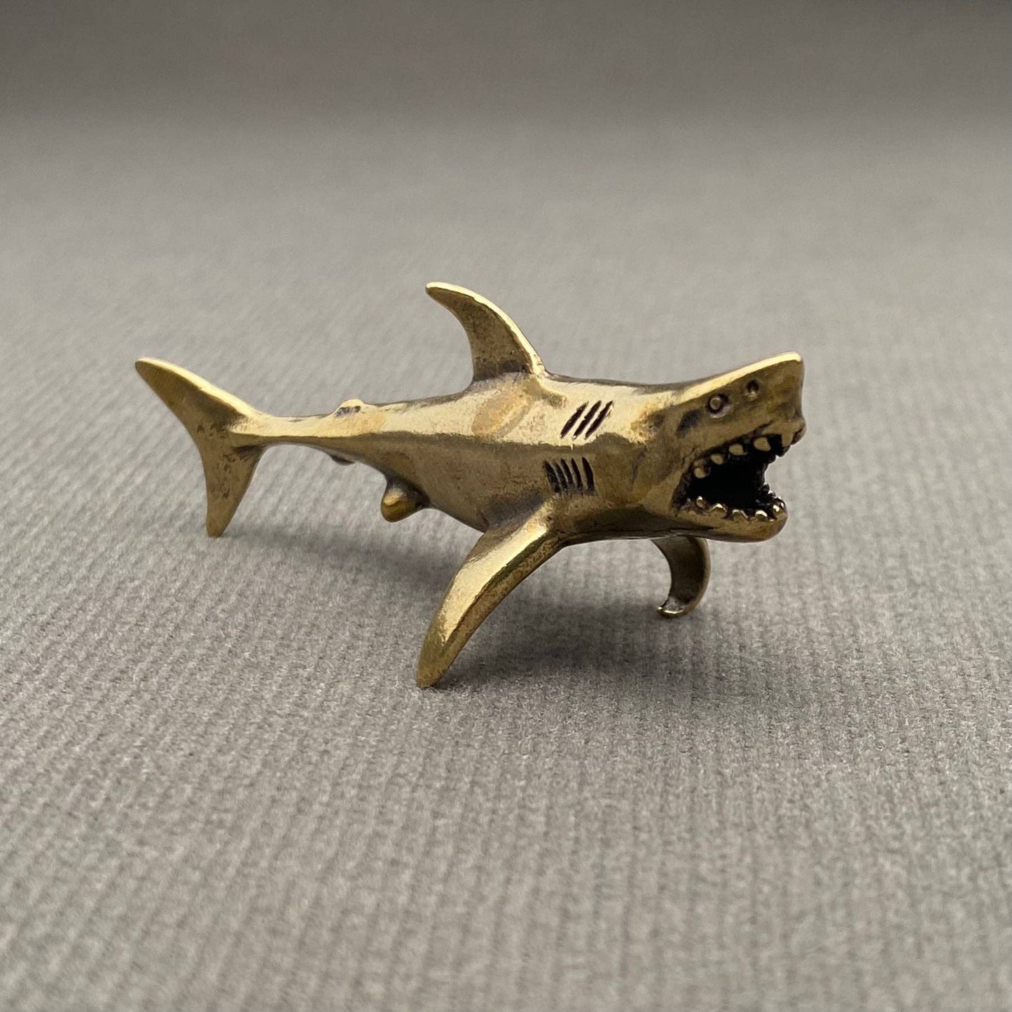 Brass Open Mouth Shark Mini Figurine - Decor