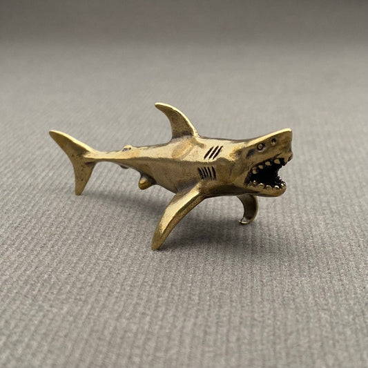 Brass Open Mouth Shark Mini Figurine - Decor