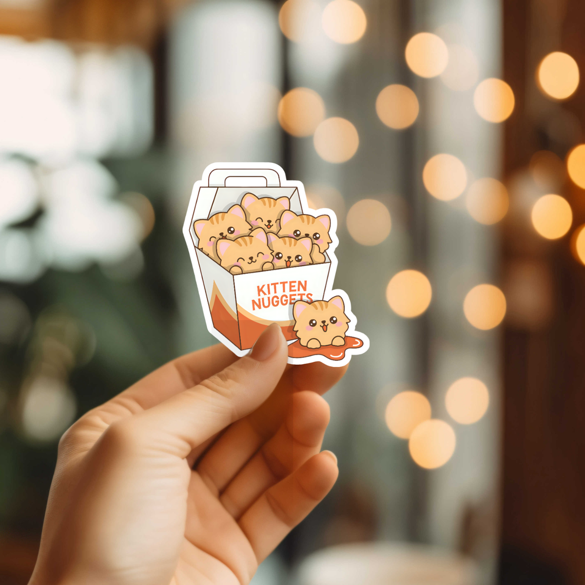 Funny Kitten Nuggets Vinyl Sticker