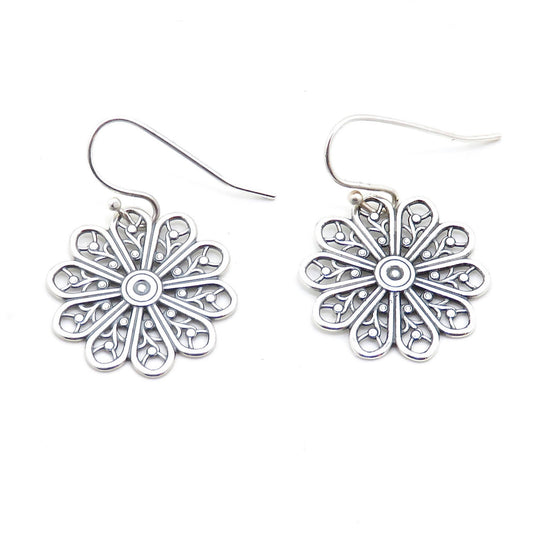 Sterling Mandala Earrings, Silver Geometric Earrings, Sterling Wheel Earrings, Open Mandala Earrings | Lightweight Sterling Earrings