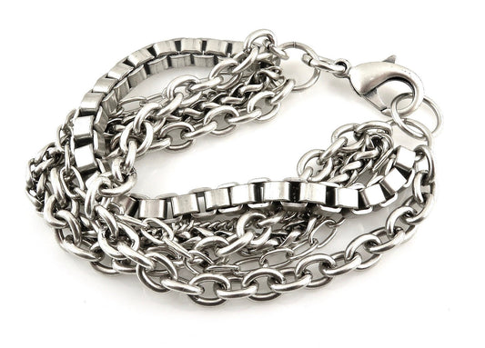 Silver Multi Strand Bracelet | Chunky Silver Chains Bracelet | Chunky Multi Chain Bracelet| Chunky Silver Bracelet