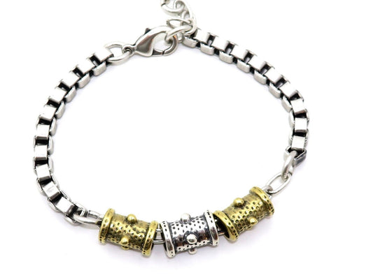 two tone chunky bracelet | gold silver bracelet | silver gold chunky bracelet | mixed metals bracelet
