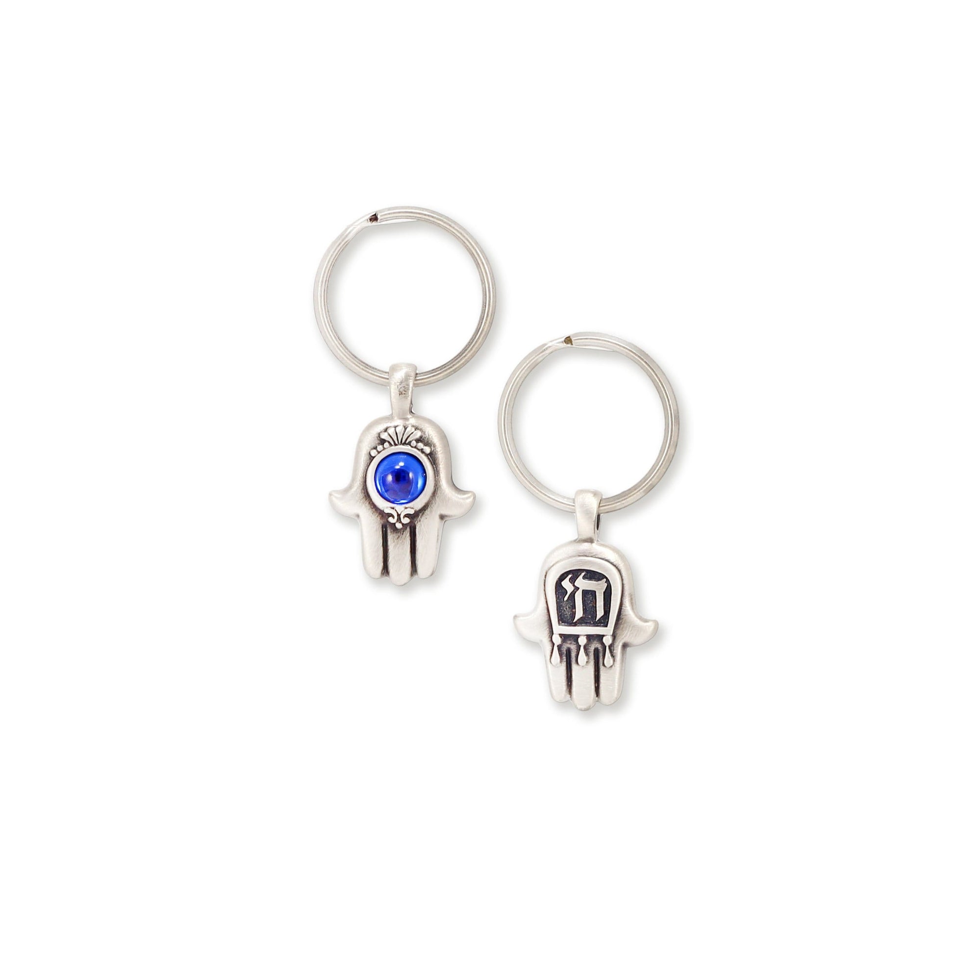 Silver Hamsa keychain | Silver Hand Keychain | Hamsa Hand Keyring | Protection Keychain | Chai Keychain | Silver Blue Hamsa Keyring | Chai