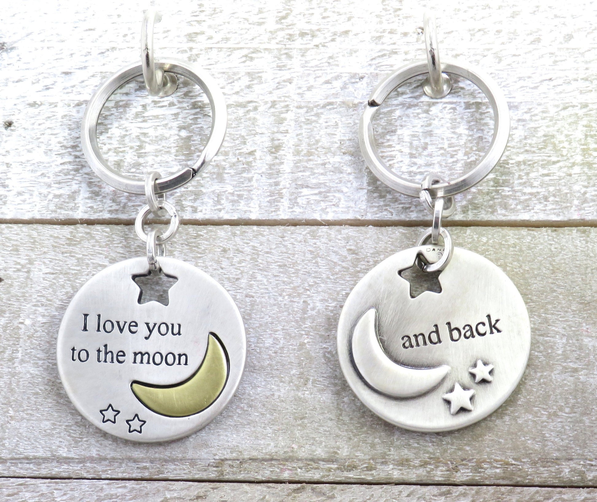 Love You Keychain, Inspirational Keyring, Moon Keyring, To the Moon Keyring, Teen Gift, Love Keychain, Silver Keychain, Silver Moon Keychain