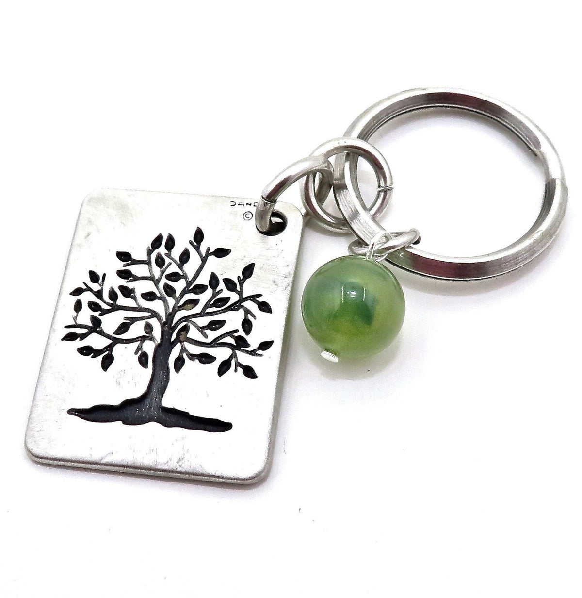 Tree Keyring Tree of Life Keyring with G. Aventurine Gem – Mosaic Sun