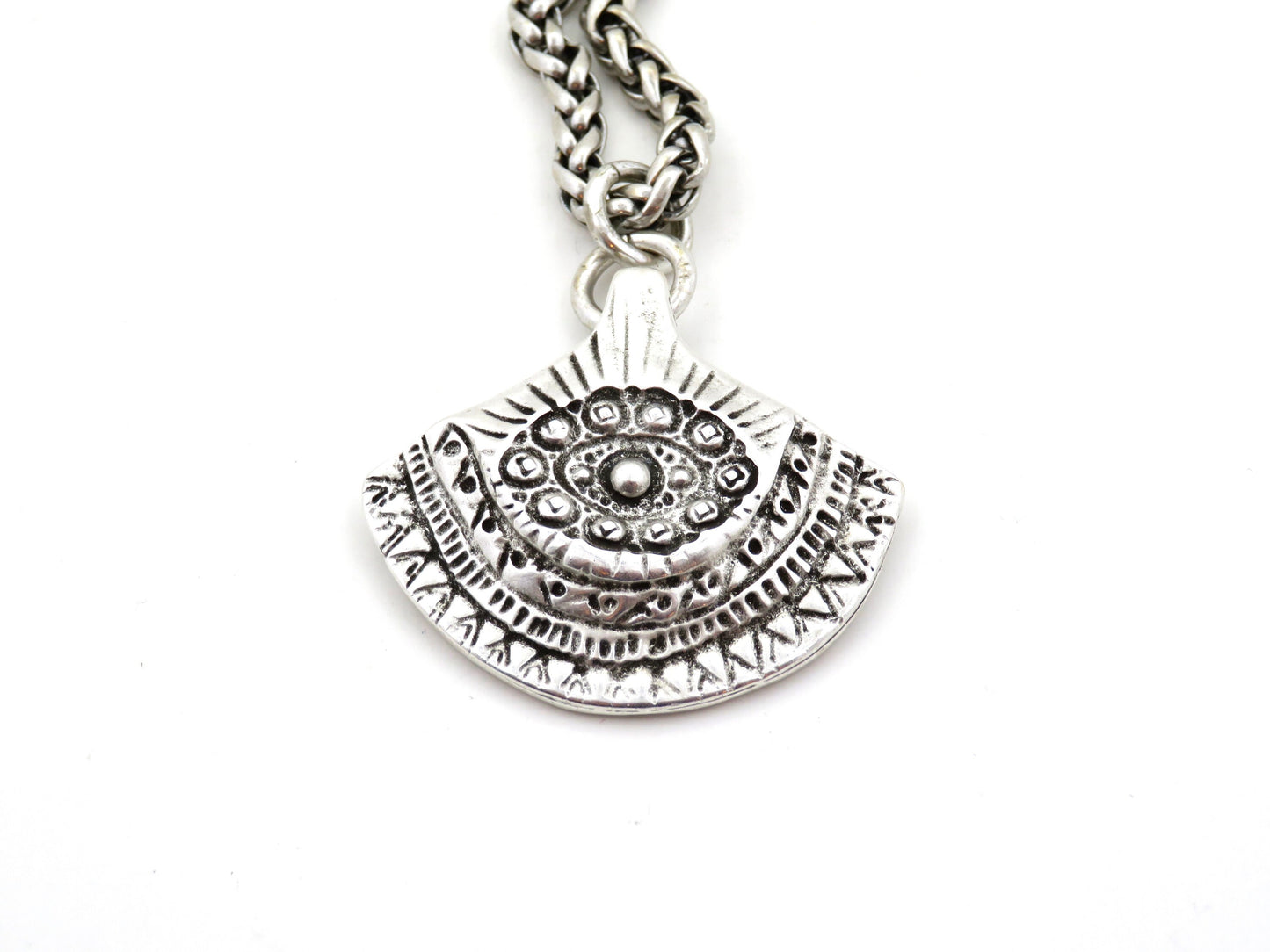 Long Silver Pendant Necklace | Rustic Silver Necklace | Chunky Pendant Necklace | Long Boho Necklace | Tribal Silver Pendant Necklace
