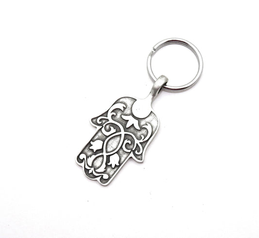 Hamsa Keyring, Hand Keychain, Spiritual Keyring, Hamsa Keyring, Hamsa gift, Hand charm gift, Judaic Gift, Bar Mitzvah Gift, good luck gift
