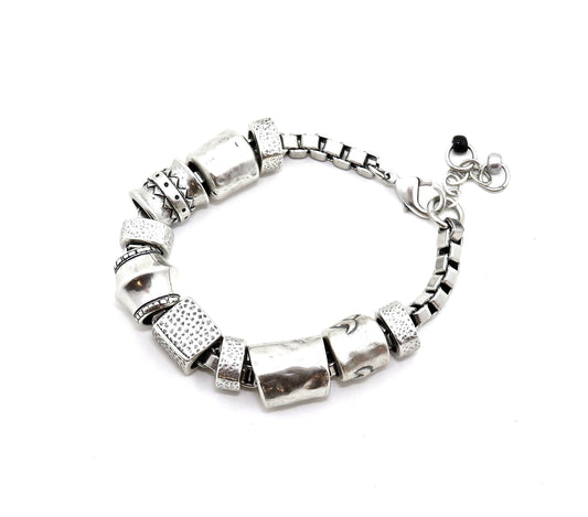 Chunky Silver Bracelet | Chunky Silver Beads Bracelet | Antiqued Silver Bracelet | Funky Silver Bracelet