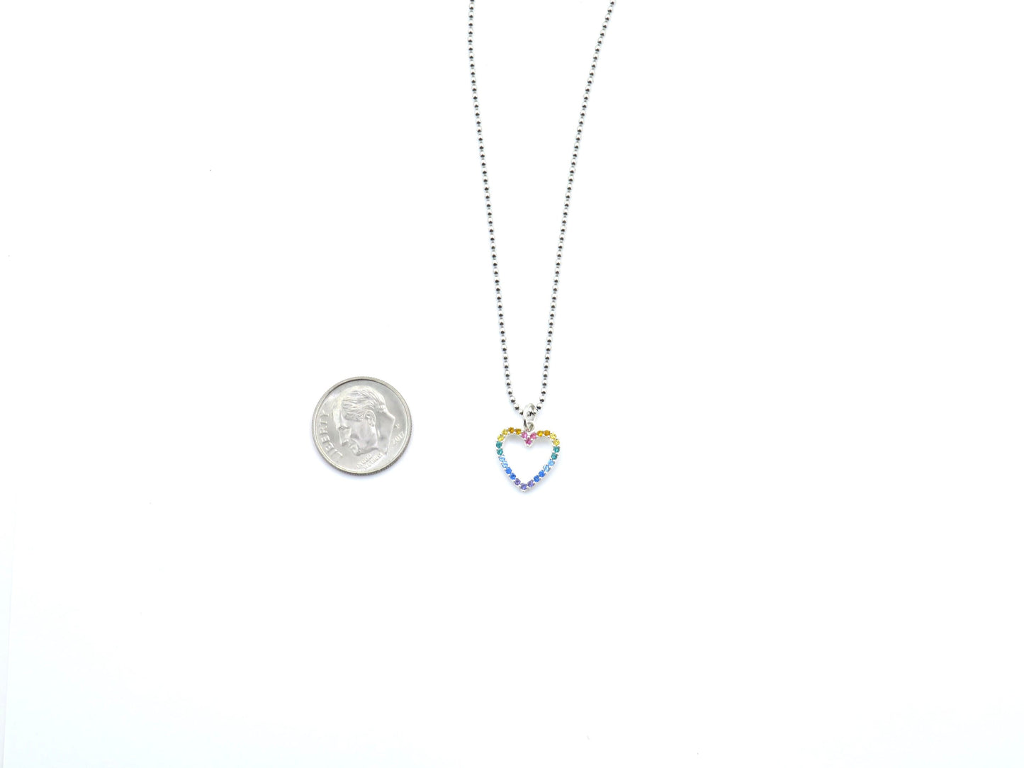 Rainbow Necklace, Rainbow Heart Pendant, Silver Heart Rainbow Necklace, Pride Necklace, Sterling Rainbow Pendant, Multi color Heart Necklace