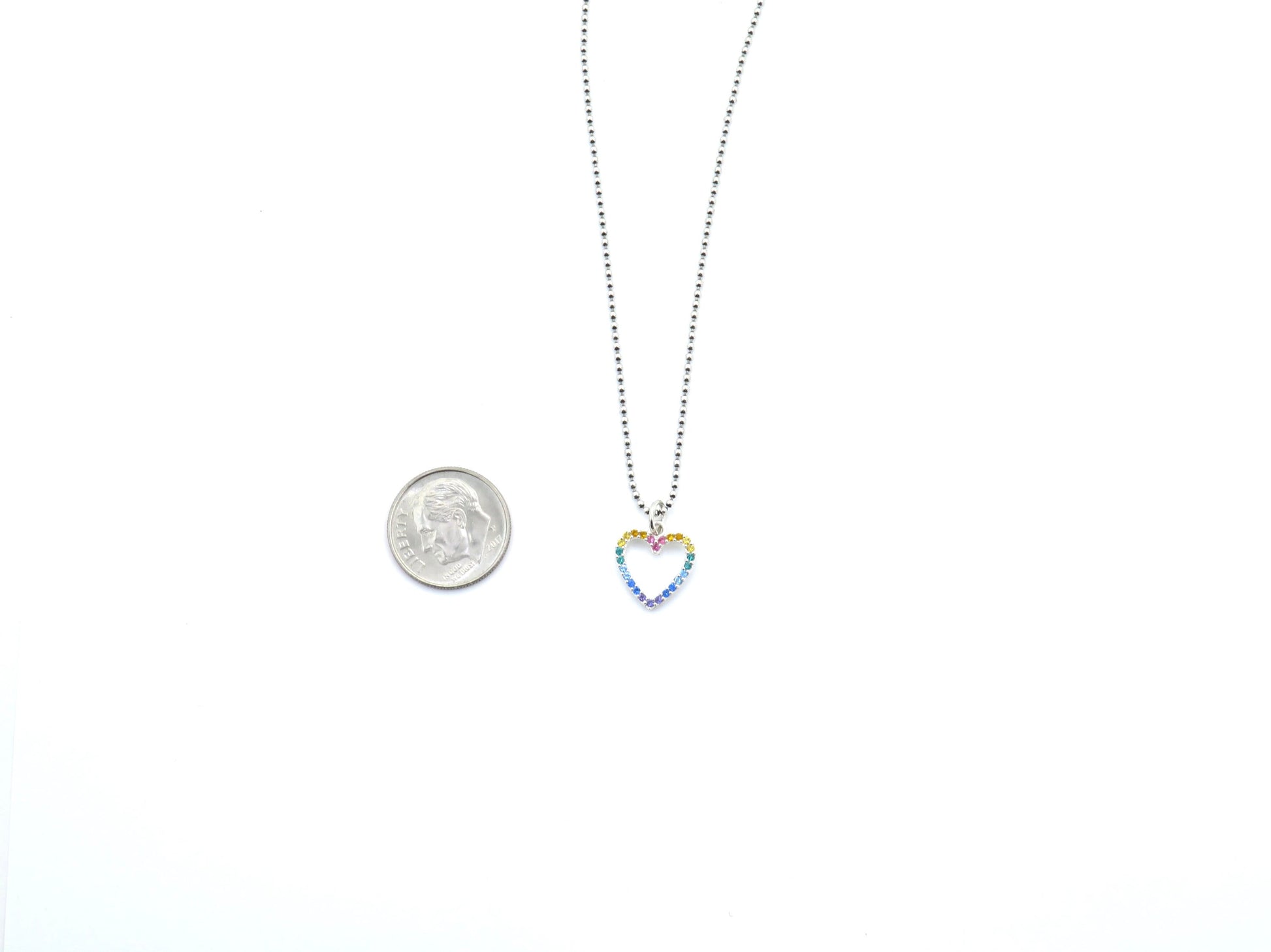 Rainbow Necklace, Rainbow Heart Pendant, Silver Heart Rainbow Necklace, Pride Necklace, Sterling Rainbow Pendant, Multi color Heart Necklace