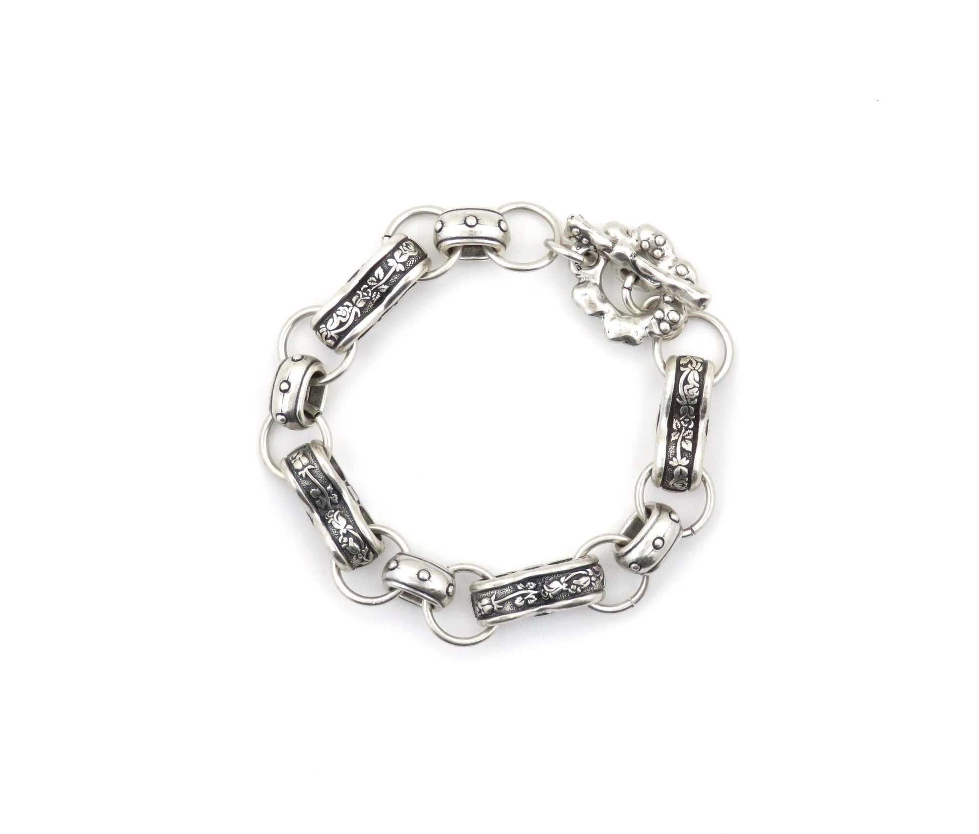 Chunky Silver Bracelet, Silver Links Bracelet, Chunky Links Bracelet, Chunky Hammered Silver Bracelet, Chunky Rustic Silver Bracelet