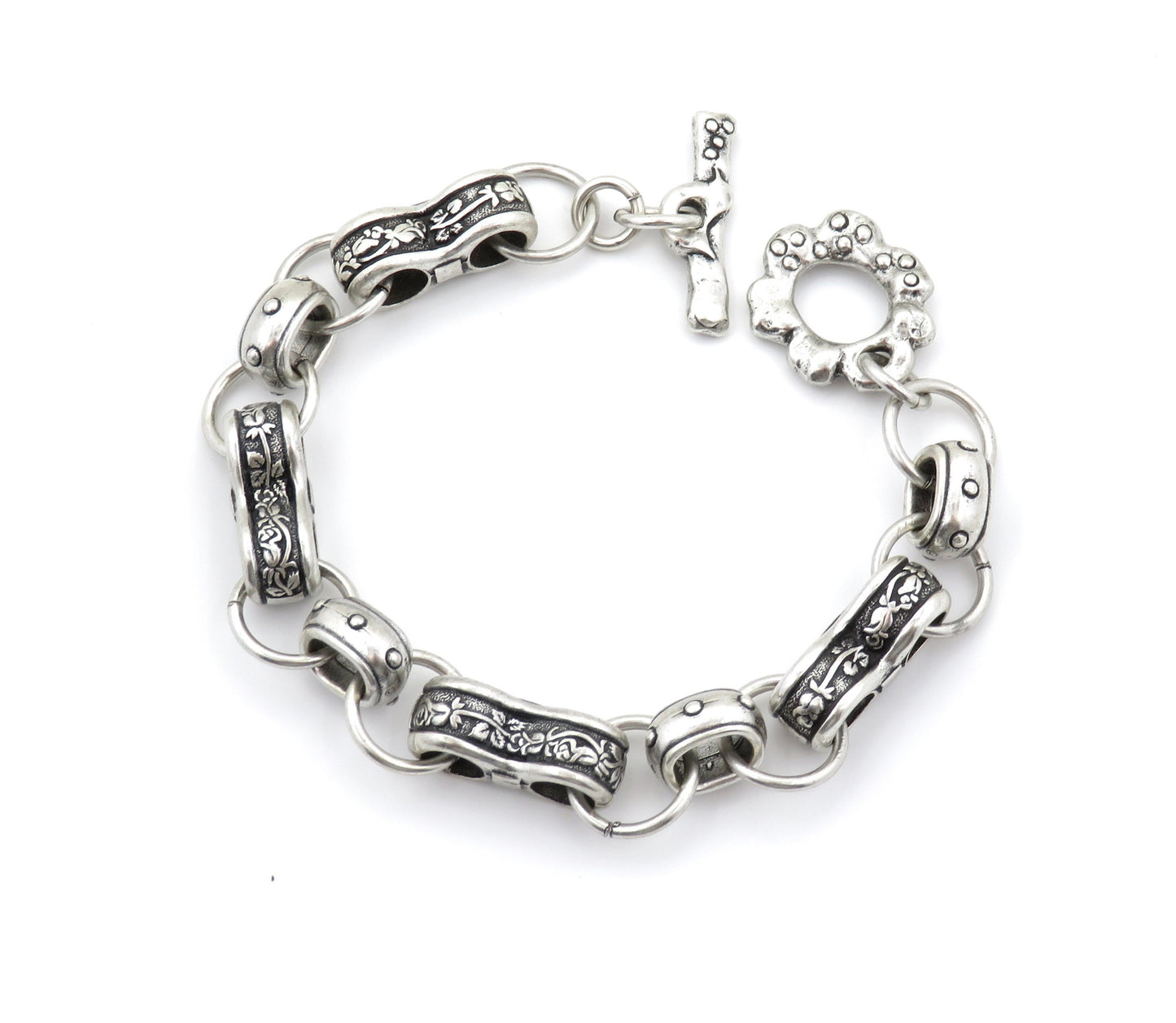Chunky Silver Bracelet, Silver Links Bracelet, Chunky Links Bracelet, Chunky Hammered Silver Bracelet, Chunky Rustic Silver Bracelet