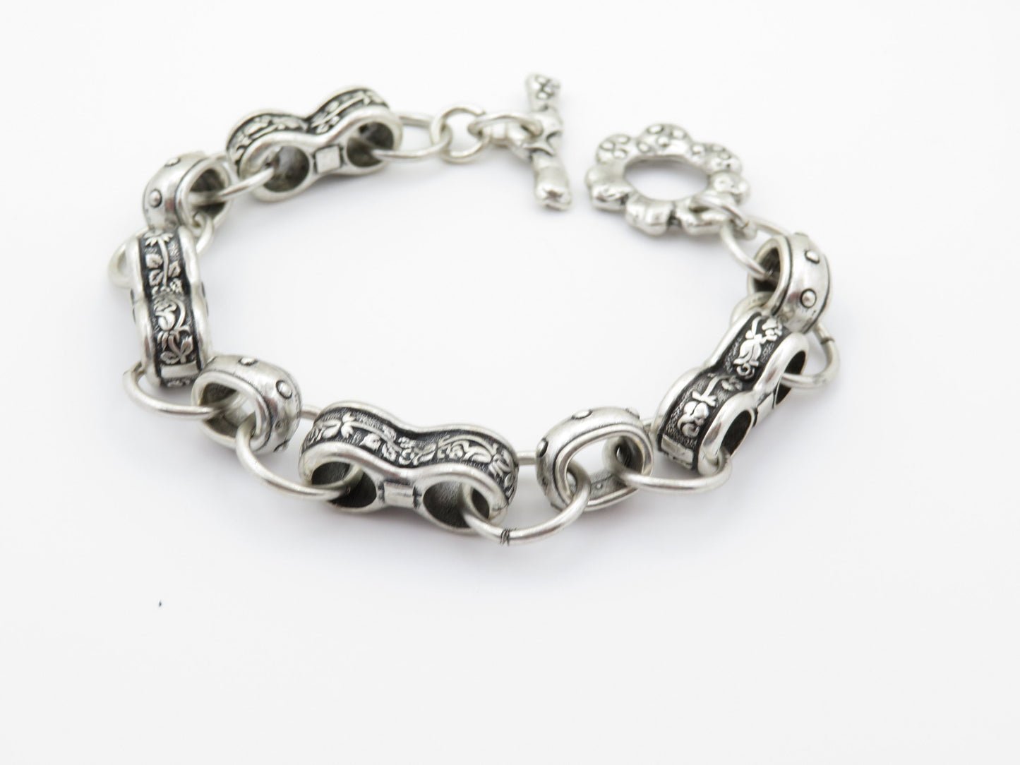 Chunky Silver Bracelet, Silver Links Bracelet, Chunky Links Bracelet, Chunky Hammered Silver Bracelet, Chunky Rustic Silver Bracelet