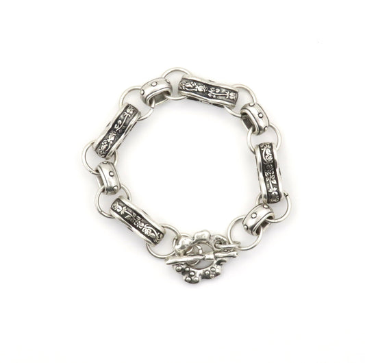 Chunky Silver Bracelet, Silver Links Bracelet, Chunky Links Bracelet, Chunky Hammered Silver Bracelet, Chunky Rustic Silver Bracelet