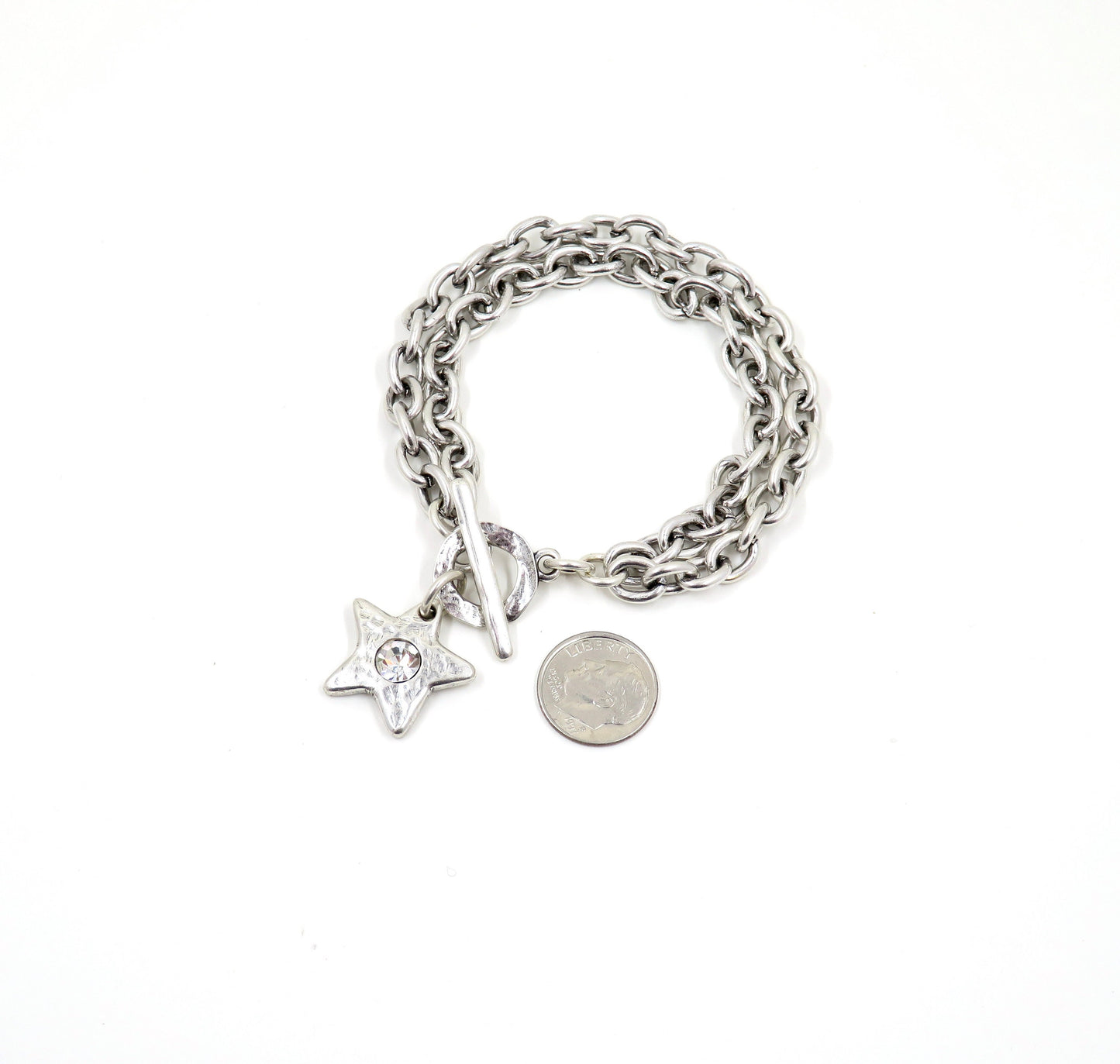 Hammered Silver Star Bracelet | Sparkly Silver Star Bracelet | Chunky Silver Star Bracelet | Brushed Silver Star Bracelet | Toggle Bracelet