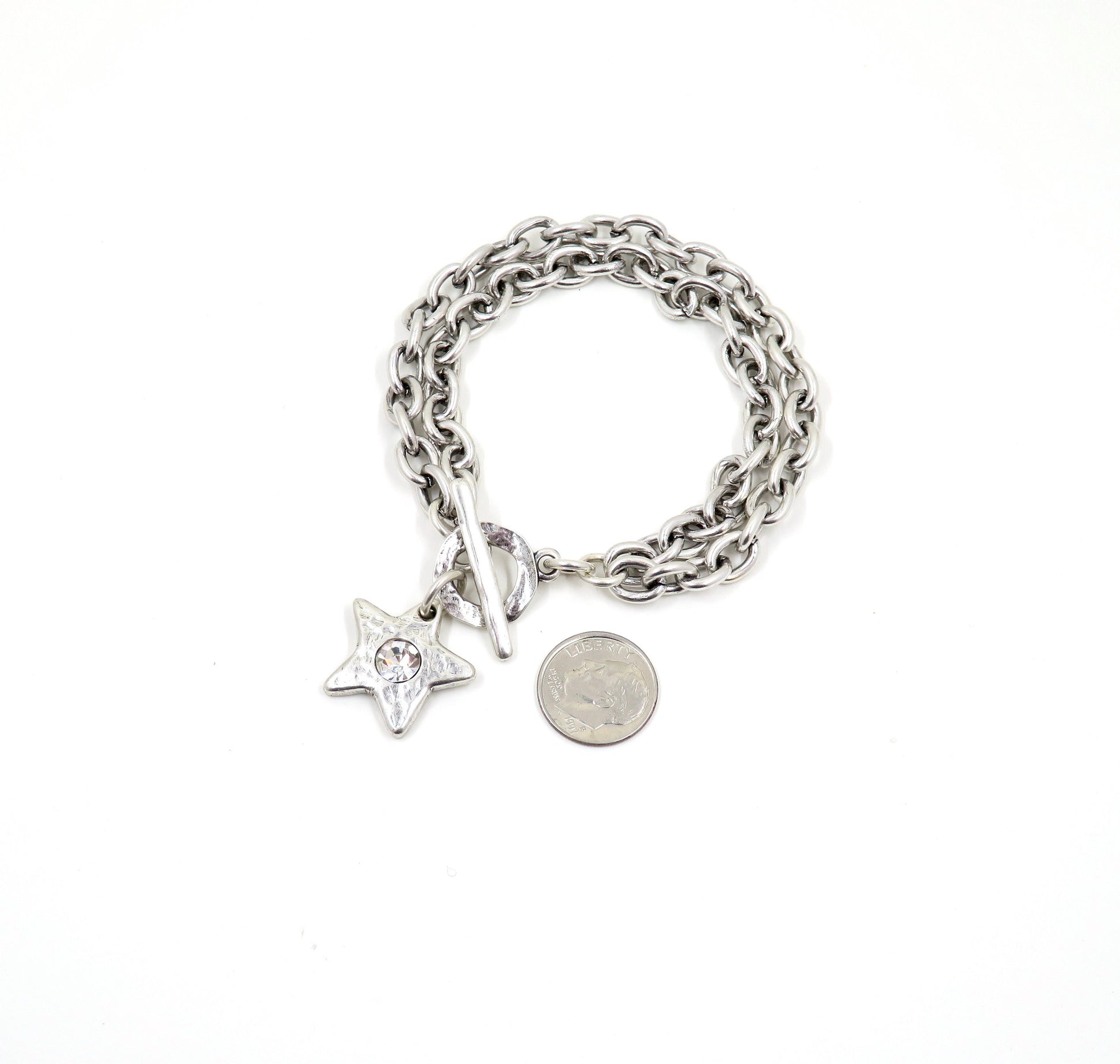 Hammered Silver Star Bracelet | Sparkly Silver Star Bracelet | Chunky Silver Star Bracelet | Brushed Silver Star Bracelet | Toggle Bracelet
