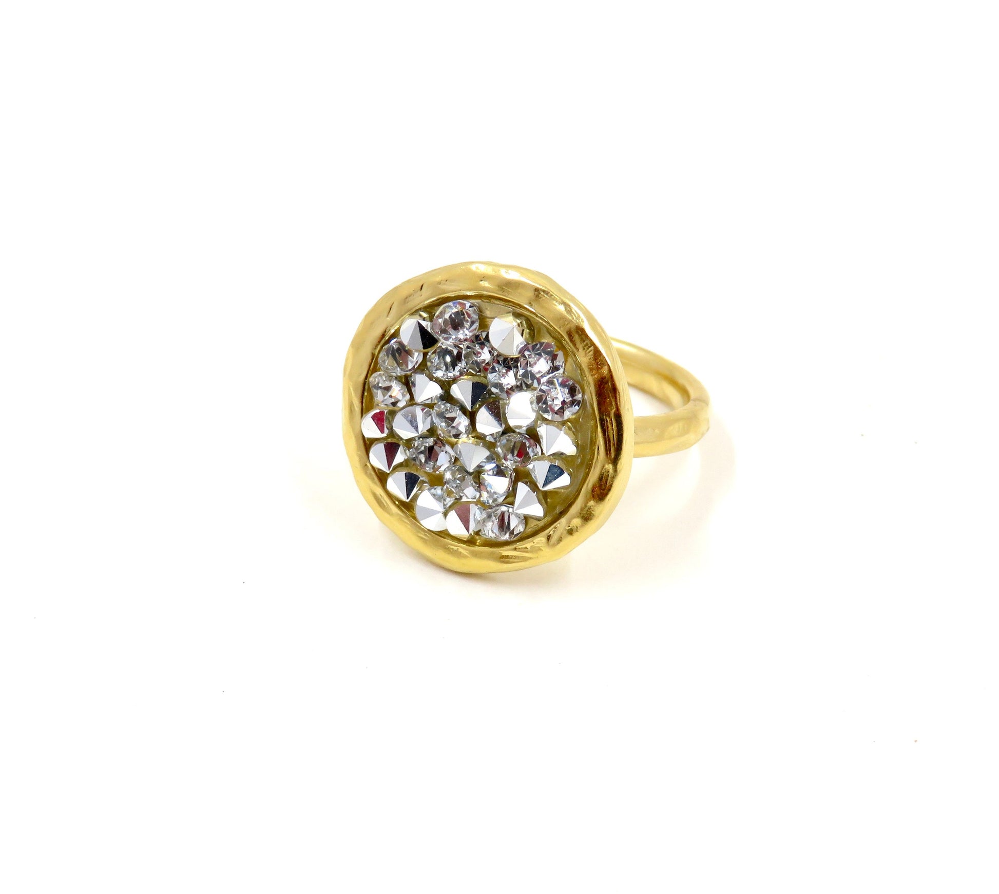 Gold Sparkly Ring | Multi Crystal Gold Ring | Gold and Silver Crystal Ring | Multi Sparkles Gold Ring | Sparkly Cocktail Ring