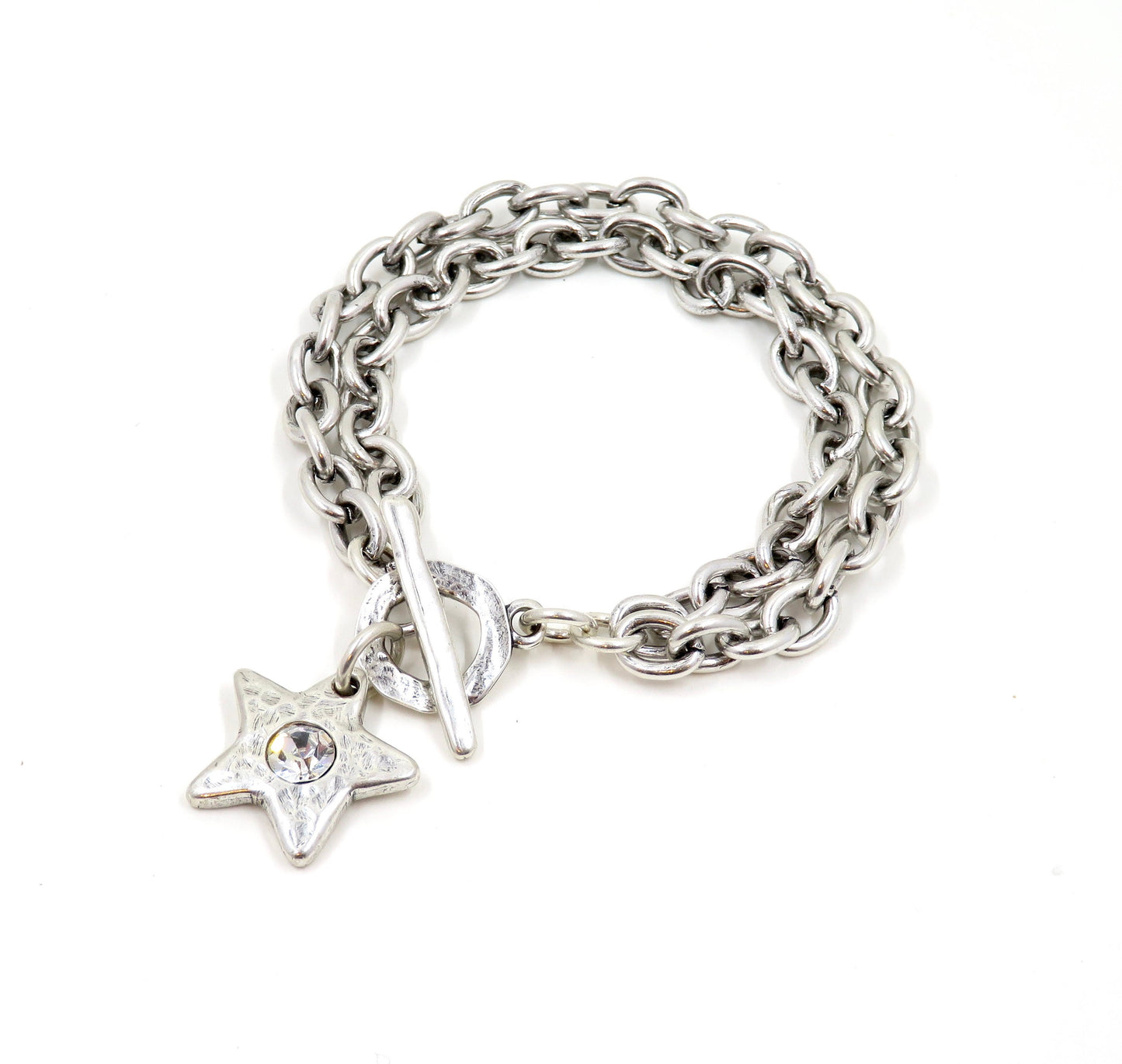 Hammered Silver Star Bracelet | Sparkly Silver Star Bracelet | Chunky Silver Star Bracelet | Brushed Silver Star Bracelet | Toggle Bracelet