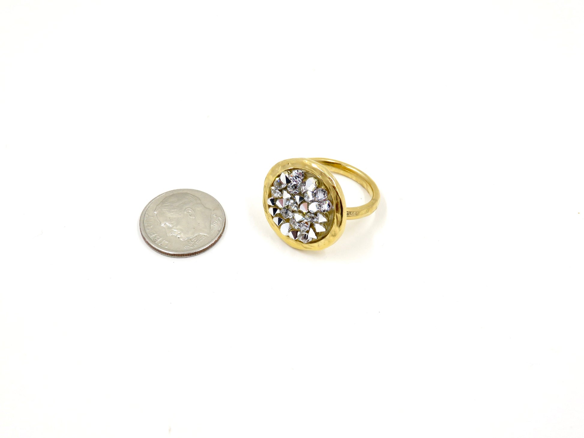 Gold Sparkly Ring | Multi Crystal Gold Ring | Gold and Silver Crystal Ring | Multi Sparkles Gold Ring | Sparkly Cocktail Ring