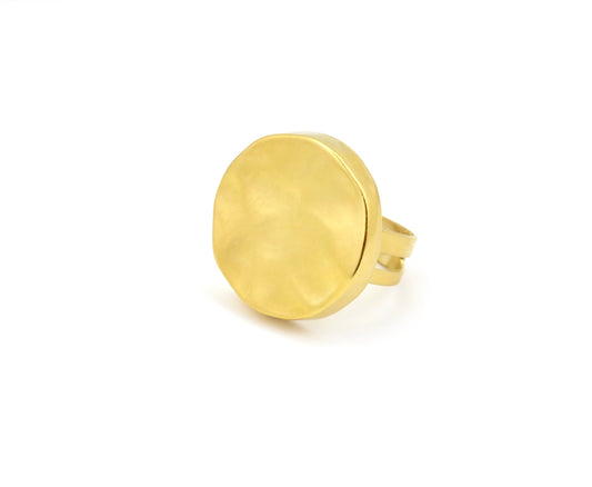 Hammered Gold Ring |Gold Adjustable Ring | Circle Gold Ring | Matte Gold Ring | Brushed Gold Round Ring